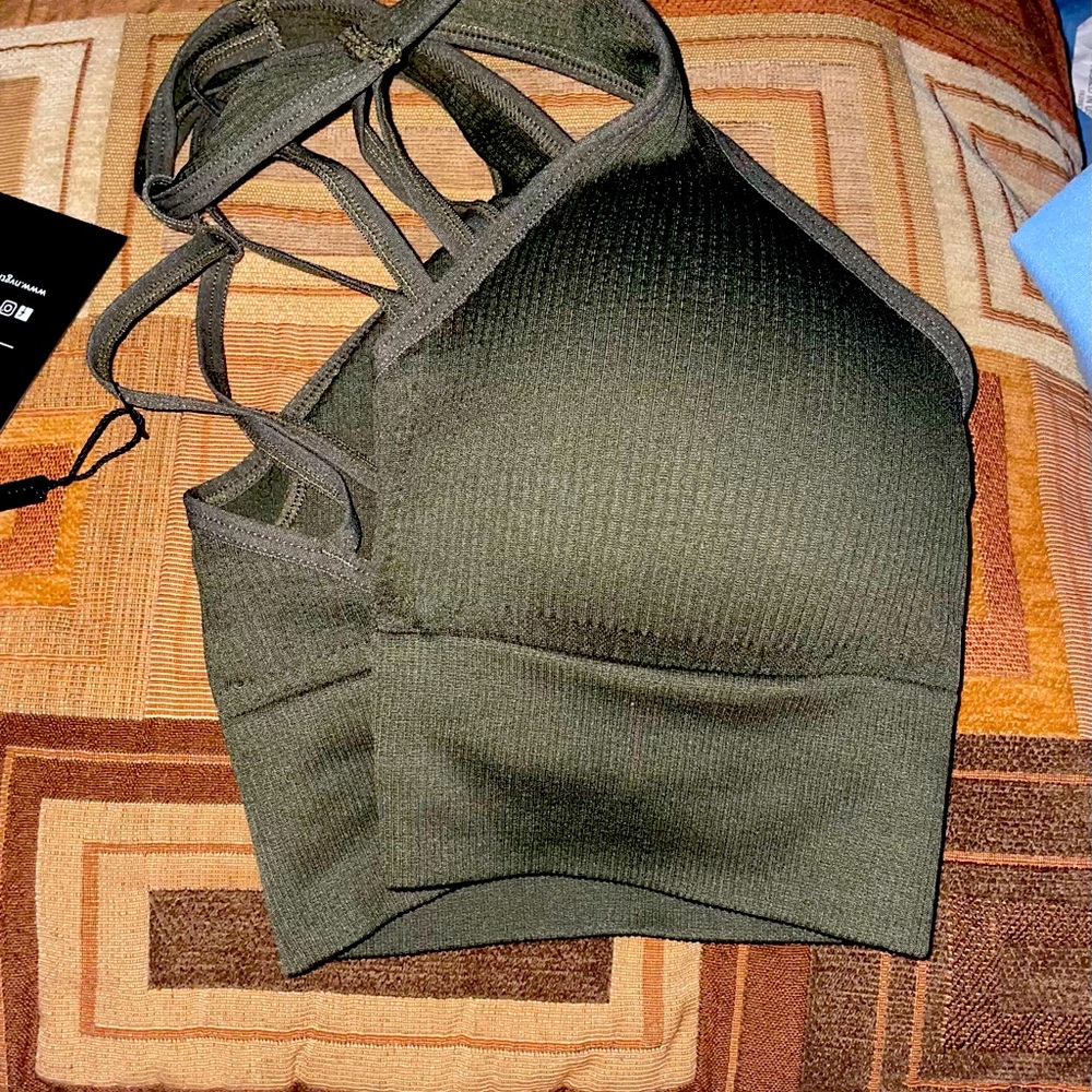 NVGTN Olive/Khaki Green Galaxy Ribbed Seamless Bra